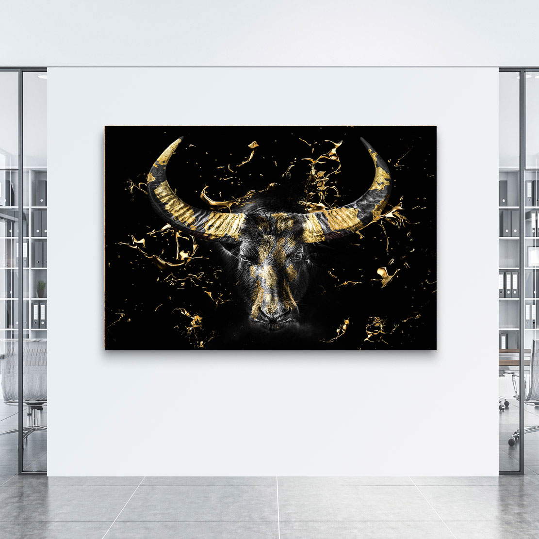 Wandbild Leinwandbild Stier Gold Abstrakt