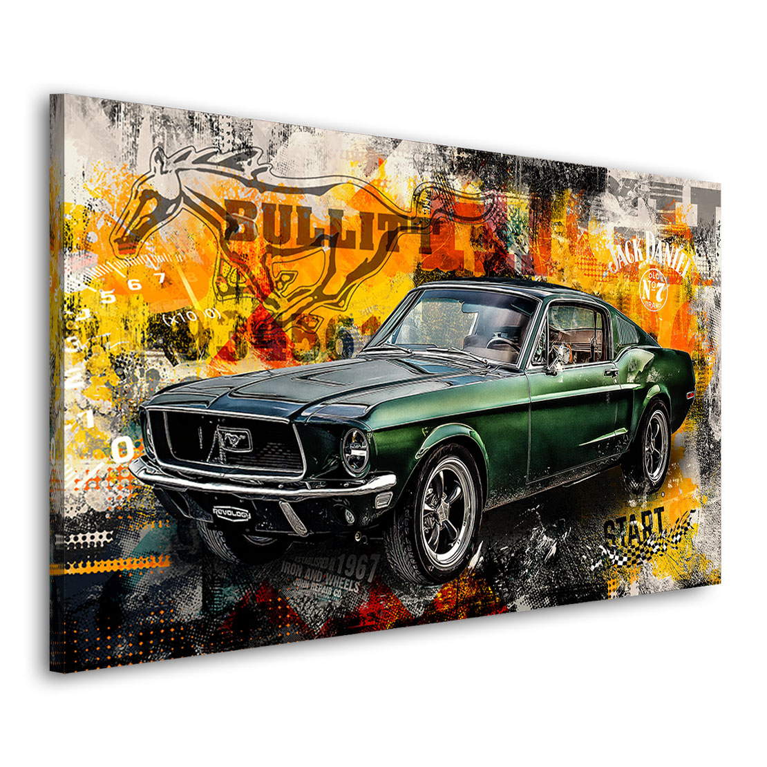 Auto Leinwandbild Ford Mustang Bullitt Pop Art
