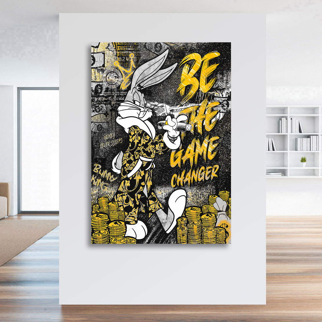 Leinwandbild Mr. Bunny Game Changer Black Style