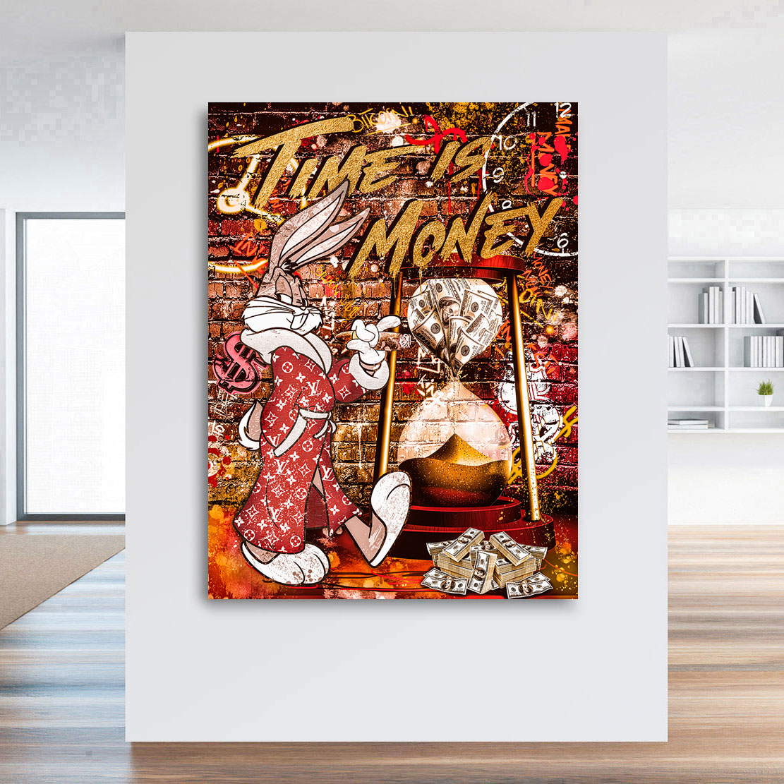 Leinwandbild Mr. Bunny Money Time Vintage Style
