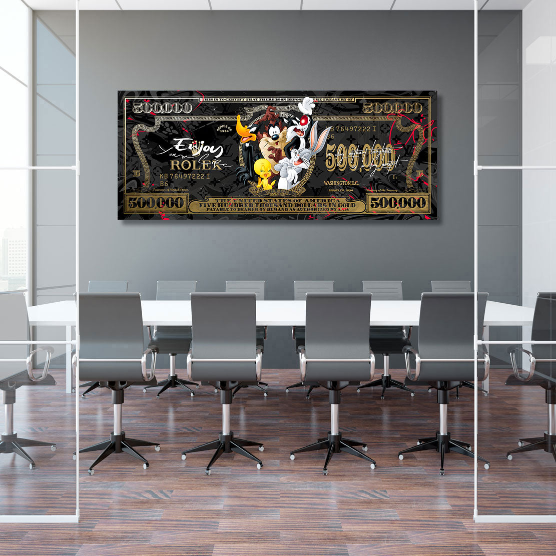 Motivations Leinwandbild Mr. Bunny and Friends Gold Style