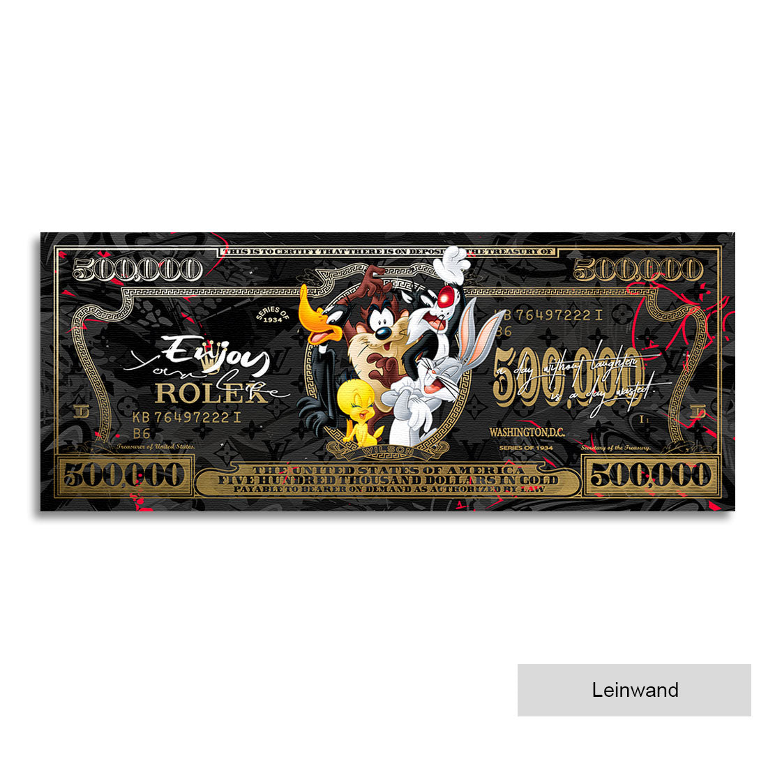 Motivations Leinwandbild Mr. Bunny and Friends Gold Style