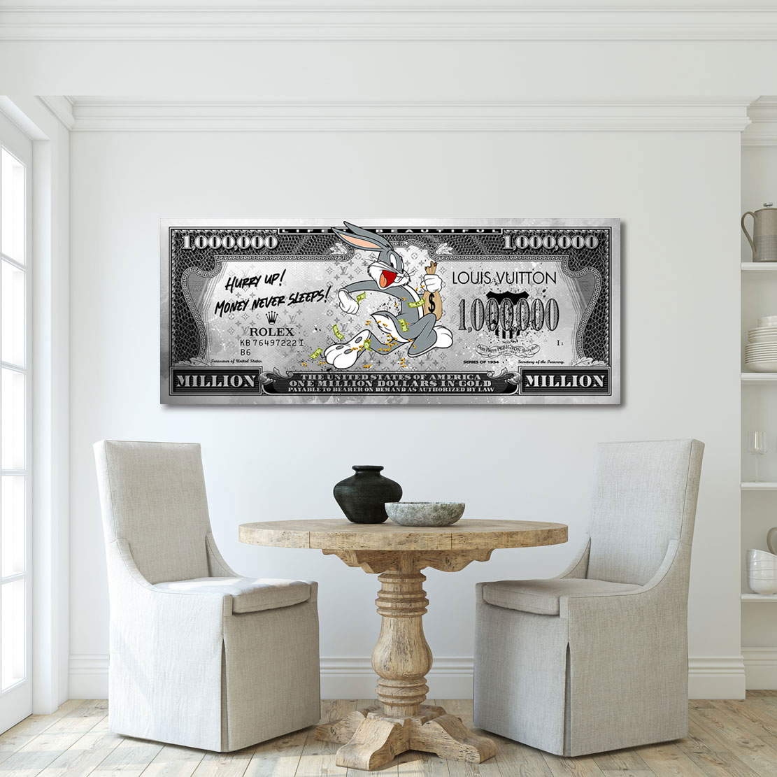 Motivations Leinwandbild Mr. Bunny Hurry up Pop Art