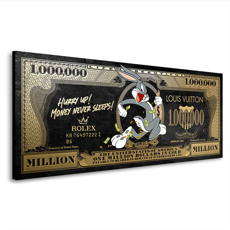 Wandbild Mr. Bunny Dollar Hurry Up Gold Style