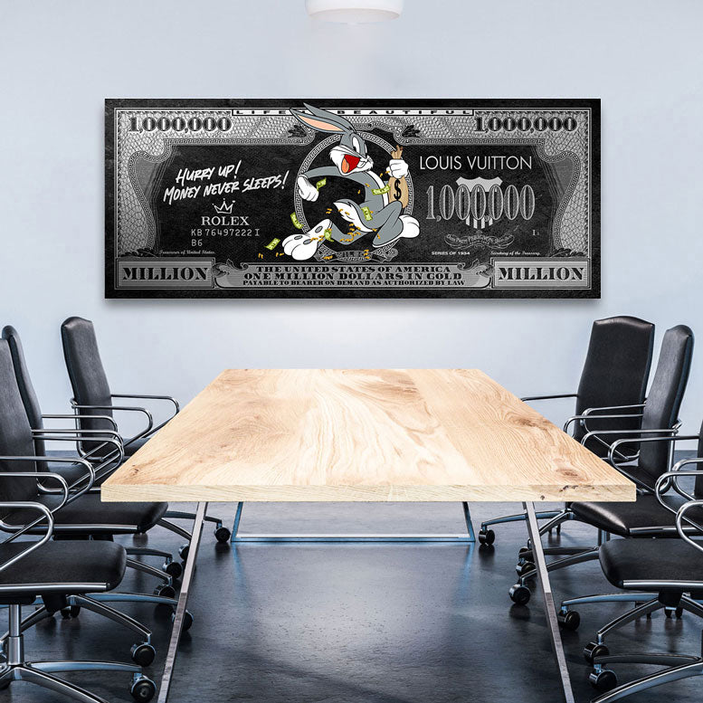 Wandbild Mr. Bunny Dollar Hurry Up Silver Style