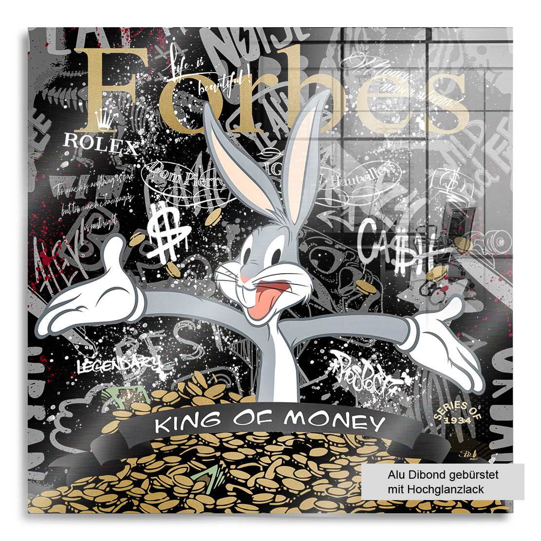 Pop Art Wandbild Mr. Bunny Money