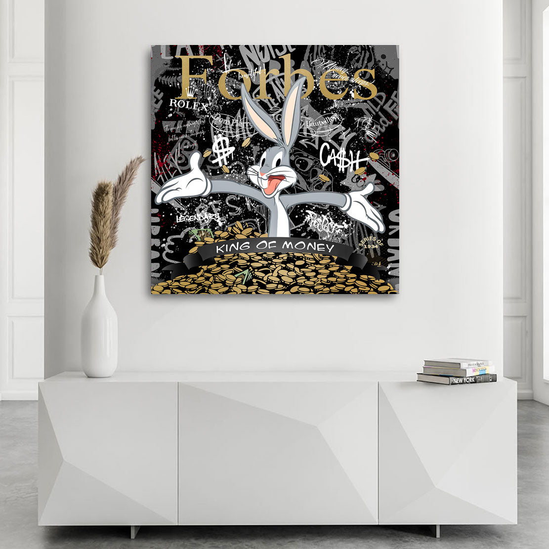 Pop Art Wandbild Mr. Bunny Money