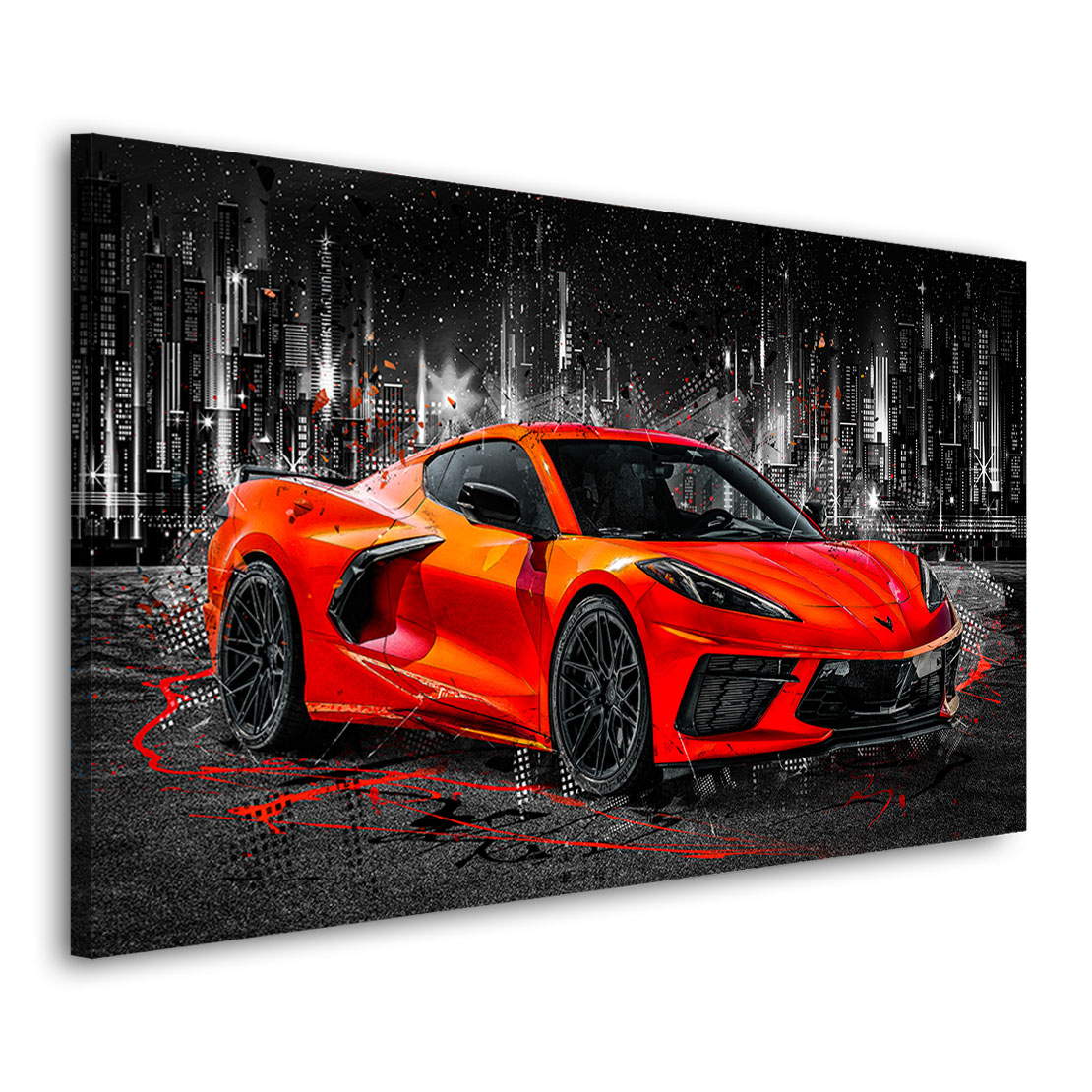 Auto Leinwandbild Chevrolet Corvette Red Style