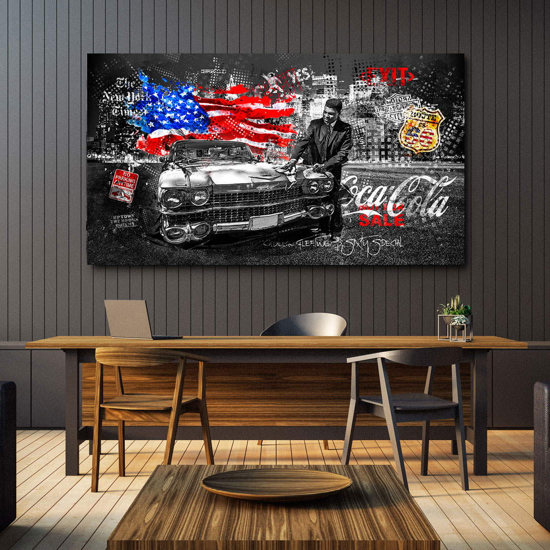 Leinwandbild Muhammad Ali Cadillac Pop Art