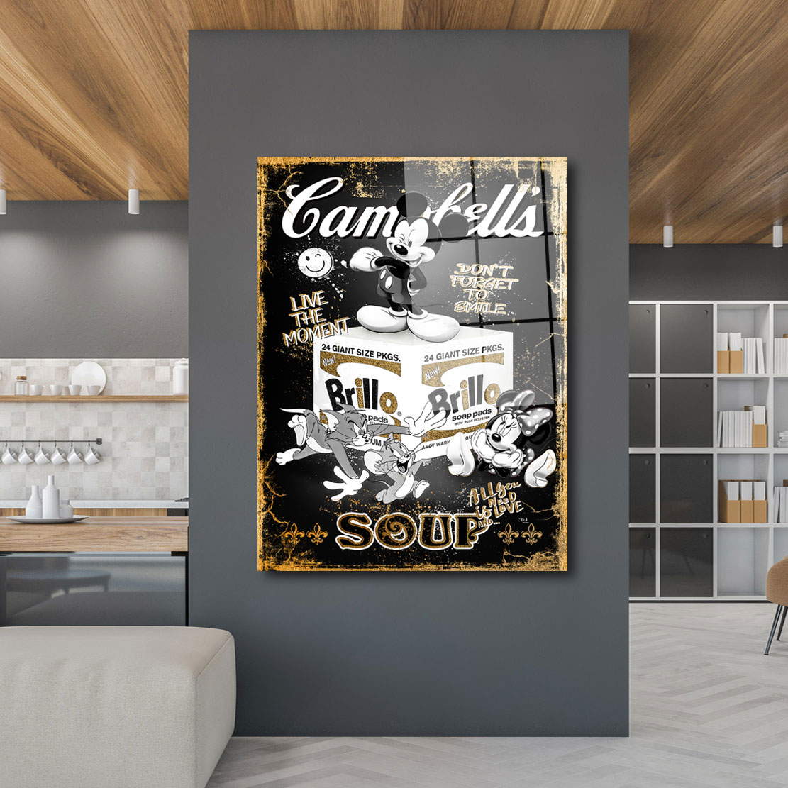 Blattgold Wandbild Micky Maus Campbells Pop Art Style
