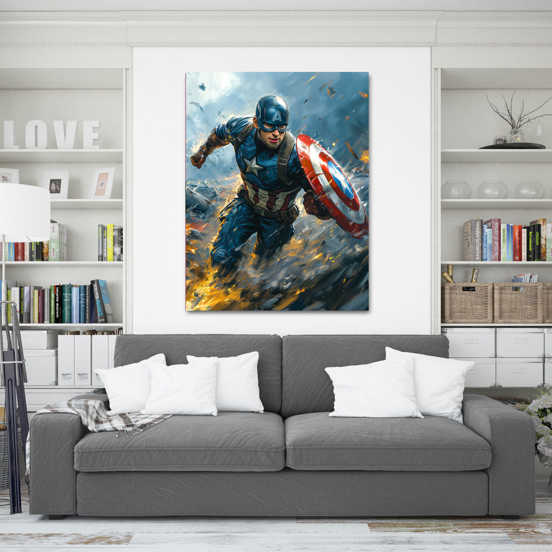 Wandbild Captain Amerika Abstrakt