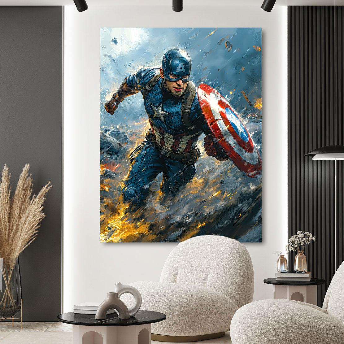 Wandbild Captain Amerika Abstrakt