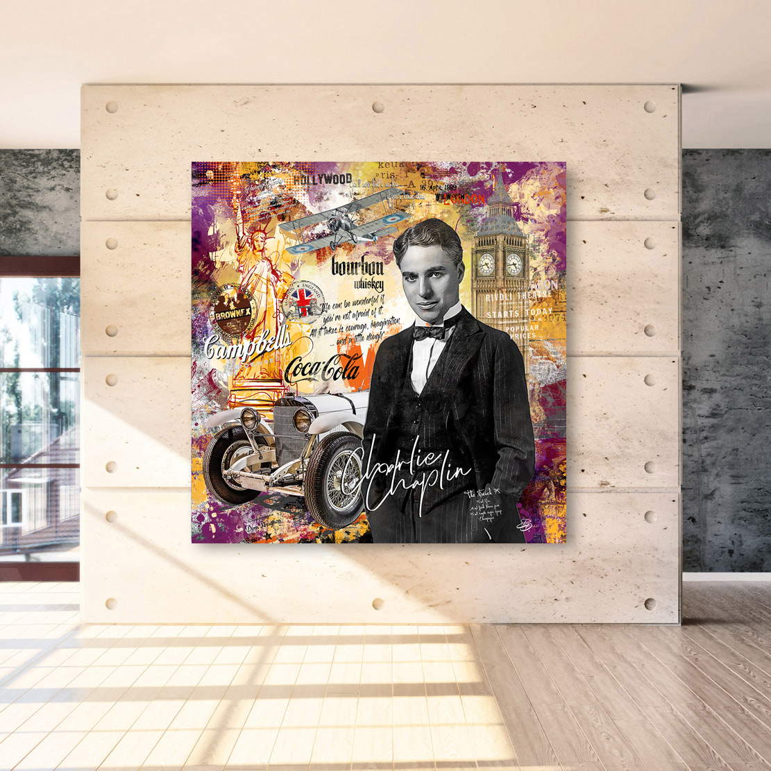 Leinwandbild Charlie Chaplin Pop Art London Style