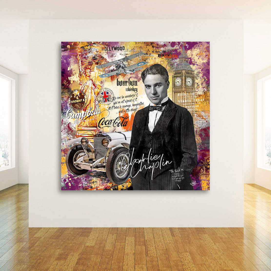 Leinwandbild Charlie Chaplin Pop Art London Style