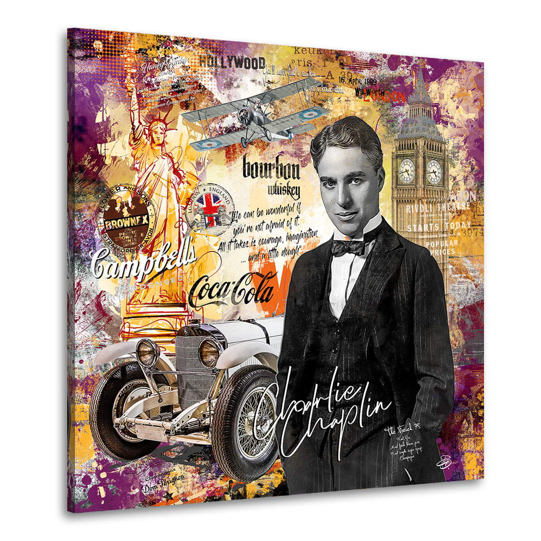 Leinwandbild Charlie Chaplin Pop Art London Style