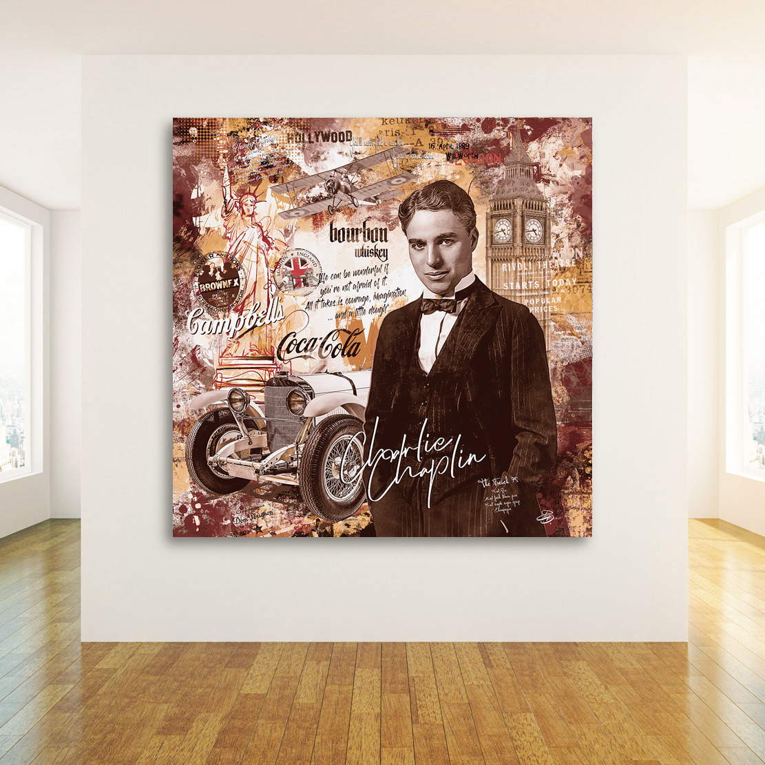 Leinwandbild Charlie Chaplin Pop Art Retro Look