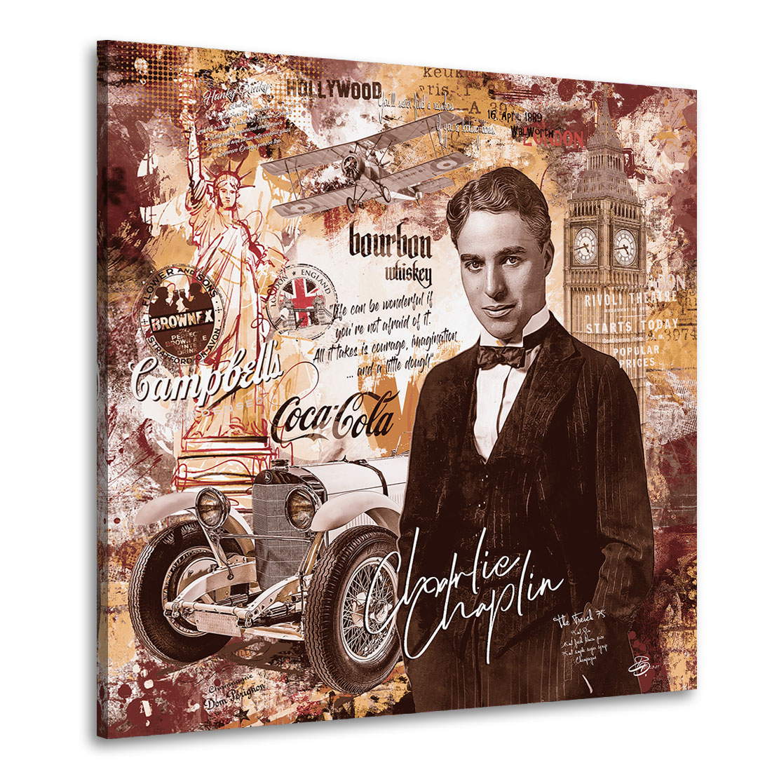 Leinwandbild Charlie Chaplin Pop Art Retro Look