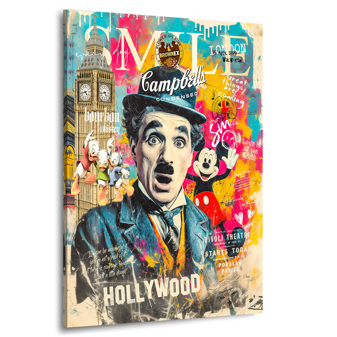 Charly Chaplin & Micky Mouse Smile Wandbild