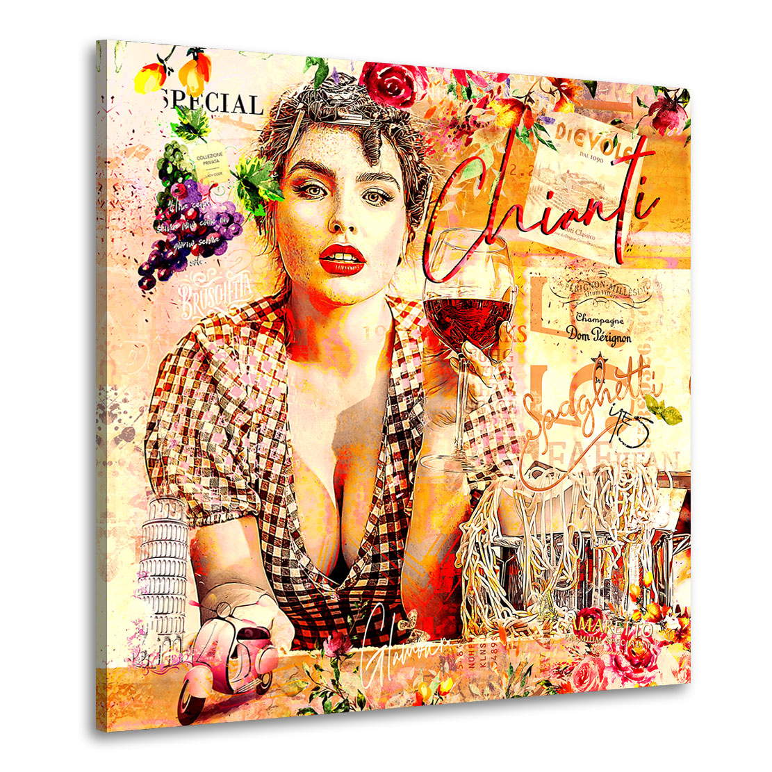 Wandbild Leinwandbild Chianti Pop Art