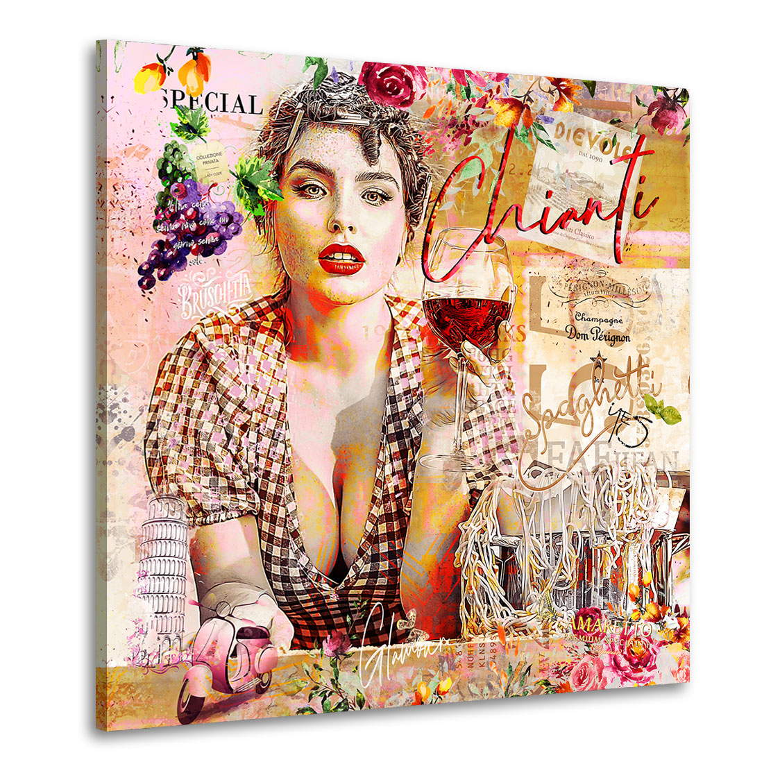 Wandbild Leinwandbild Chianti Pop Art Modern