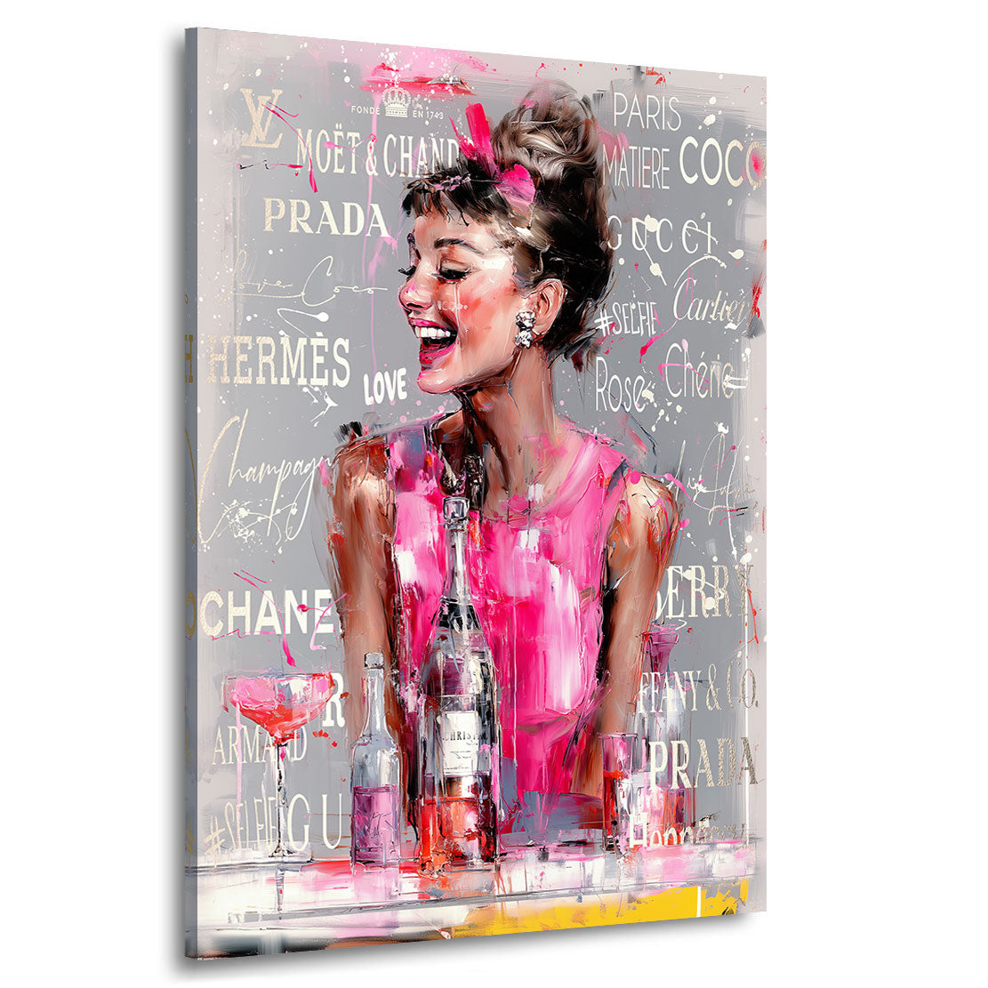Audrey Hepburn Rosa Affair Wandbild