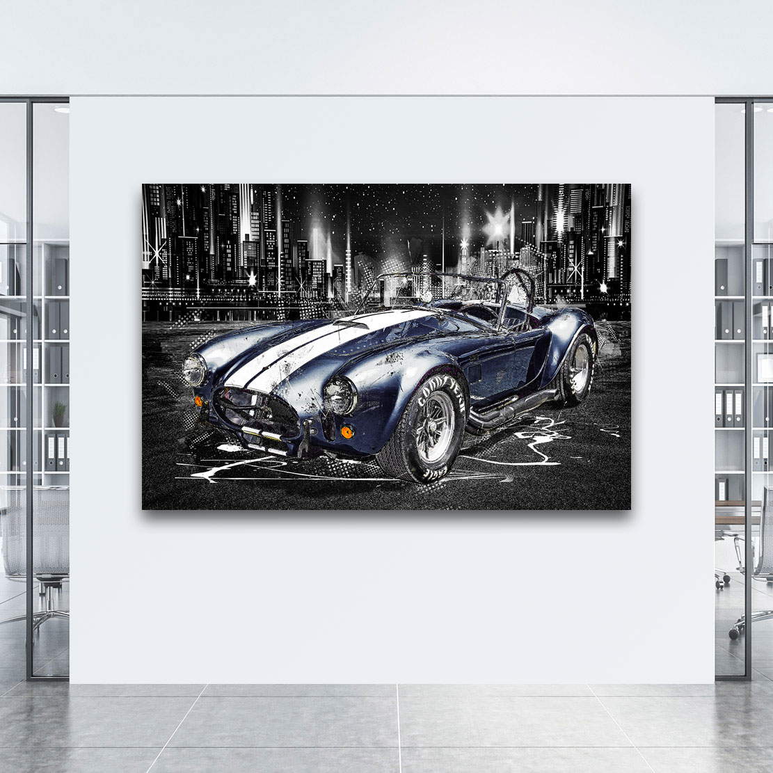 Auto Leinwandbild AC Cobra Retro Black Style