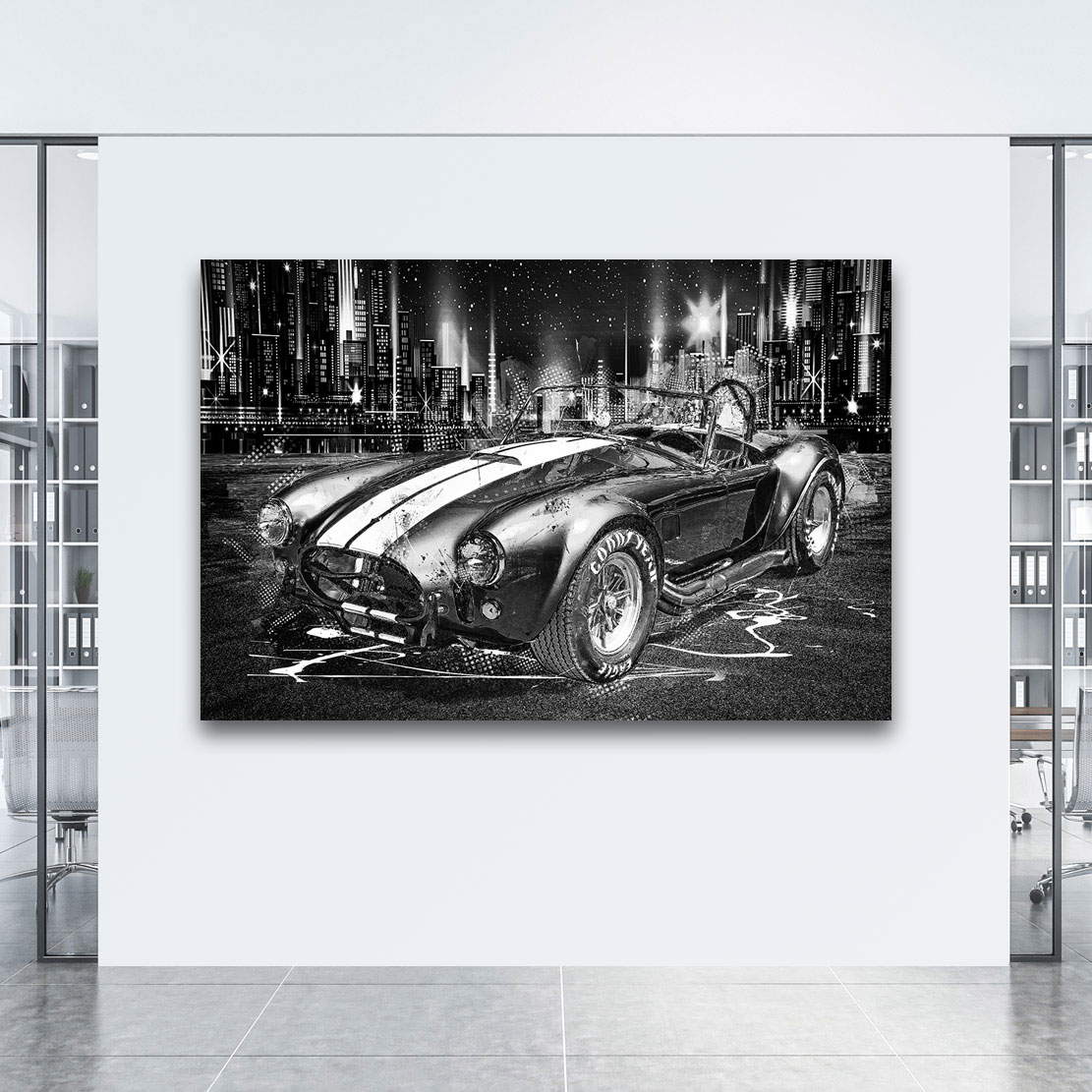 Auto Leinwandbild AC Cobra Retro Black an White