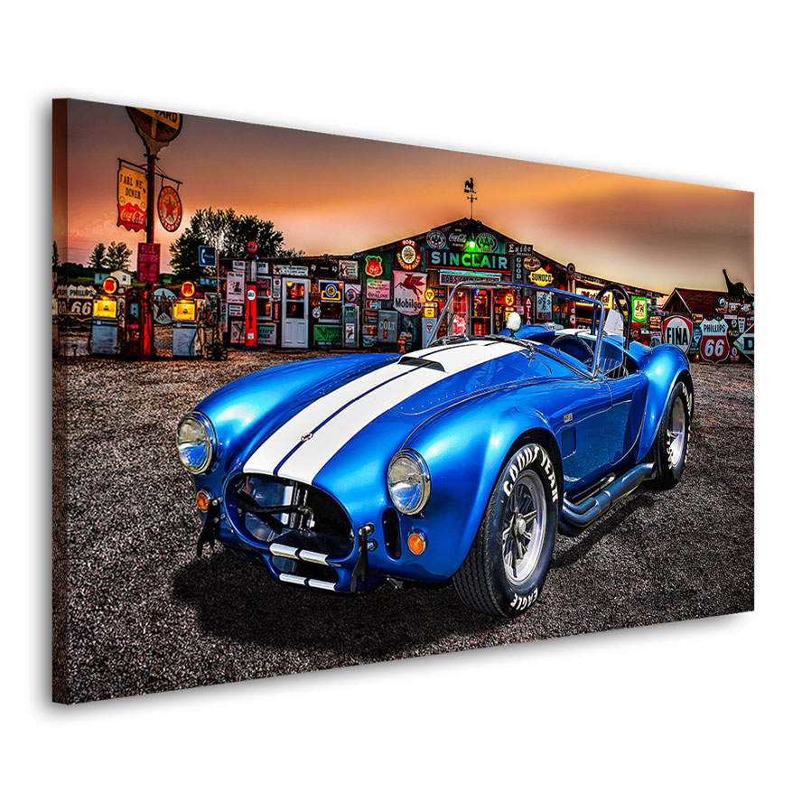 Auto Leinwandbild AC Cobra Route 66 Sunset Style
