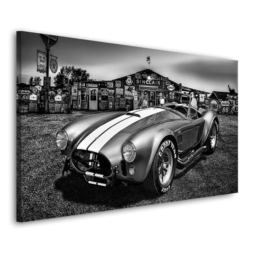 Auto Leinwandbild AC Cobra Route 66 Black and White