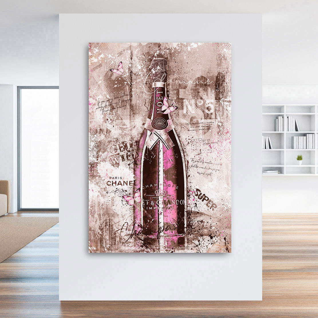 Wandbild Leinwandbild Champagner Lifestyle Pop Art Vintage