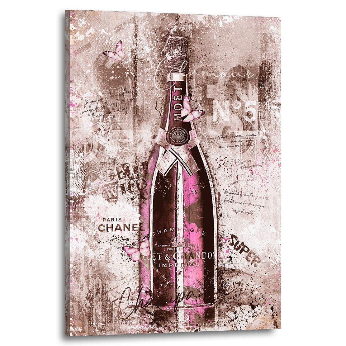 Wandbild Leinwandbild Champagner Lifestyle Pop Art Vintage