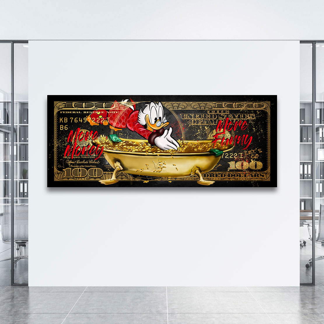 Leinwandbild Dagobert Dollar More Money Pop Art Style