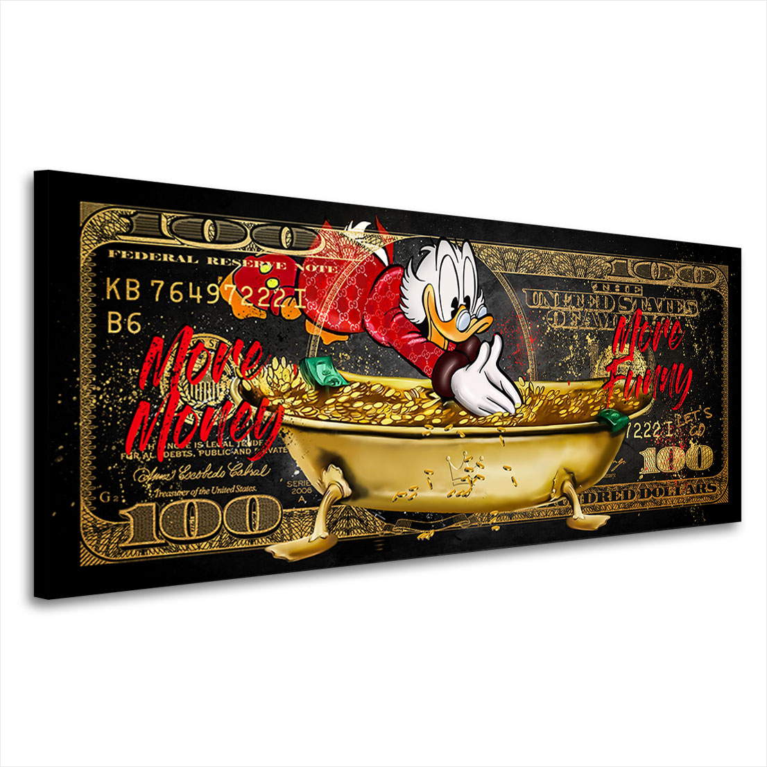 Leinwandbild Dagobert Dollar More Money Pop Art Style