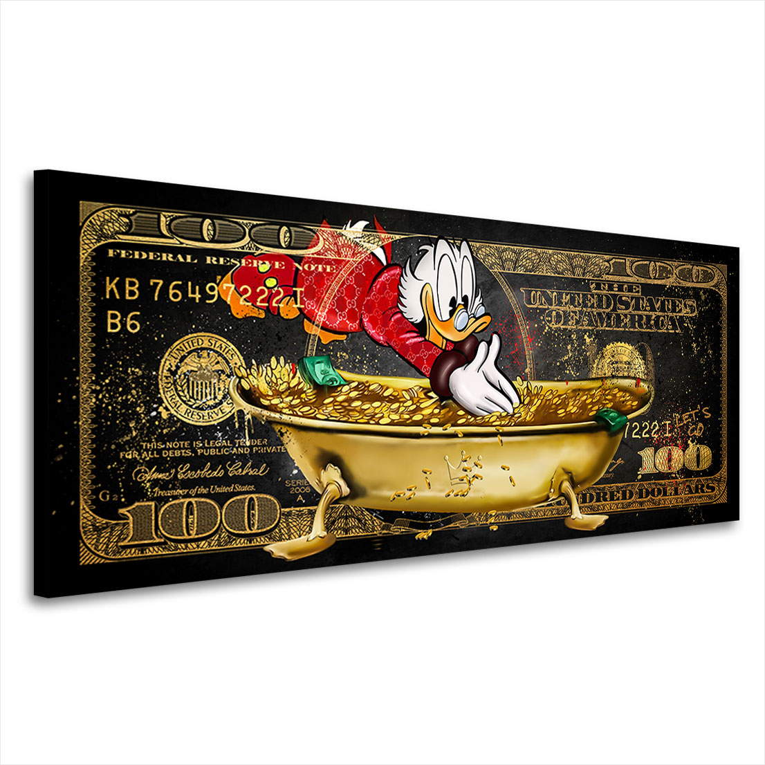 Leinwandbild Dagobert Dollar Money Pool Pop Art Style