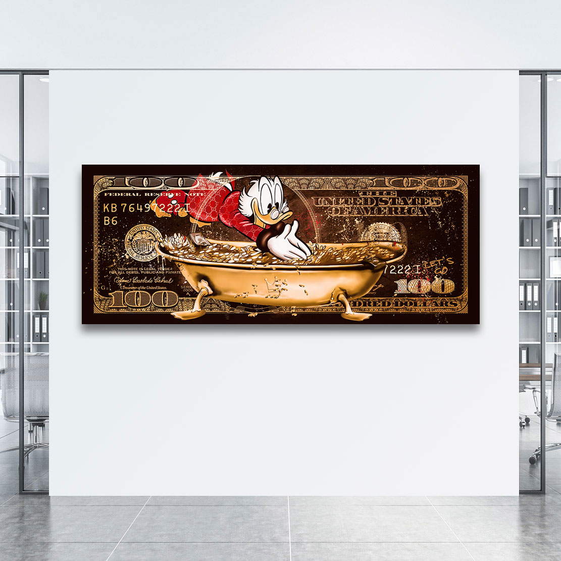 Leinwandbild Dagobert Dollar Money Pool Vintage Style