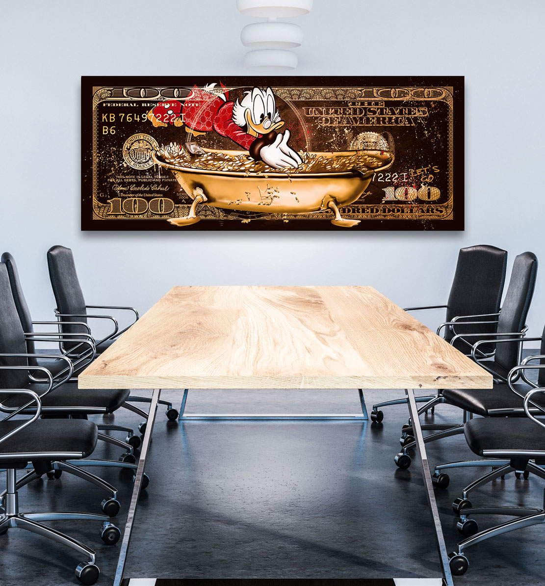 Leinwandbild Dagobert Dollar Money Pool Vintage Style