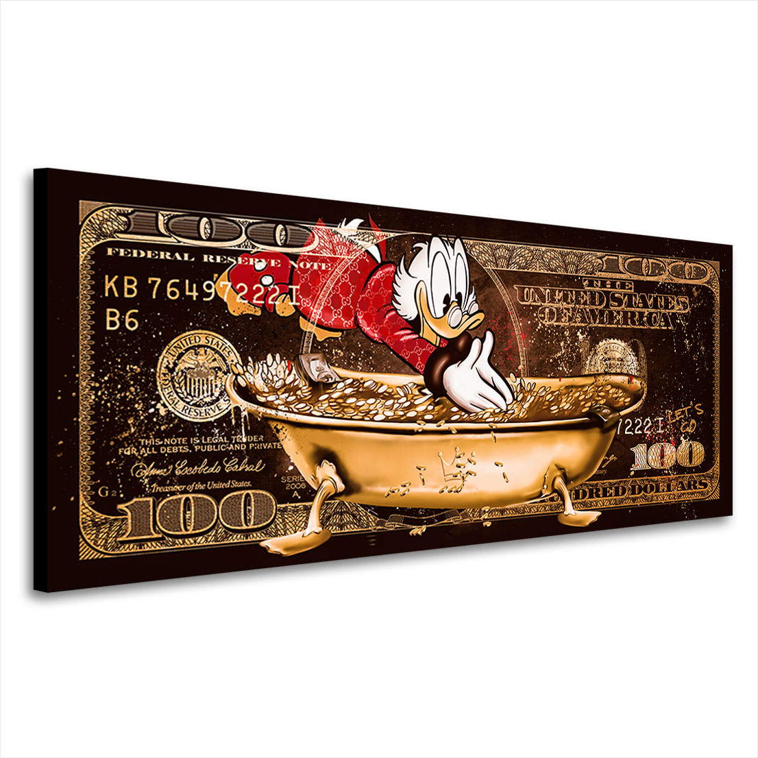 Leinwandbild Dagobert Dollar Money Pool Vintage Style