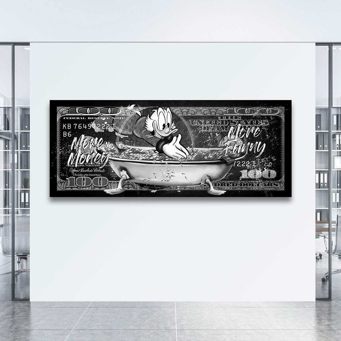 Leinwandbild Dagobert Dollar More Money Black and White