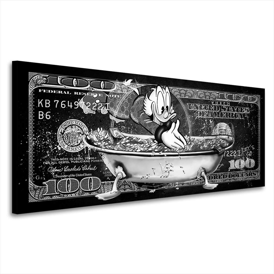 Leinwandbild Dagobert Dollar Money Pool Black and White