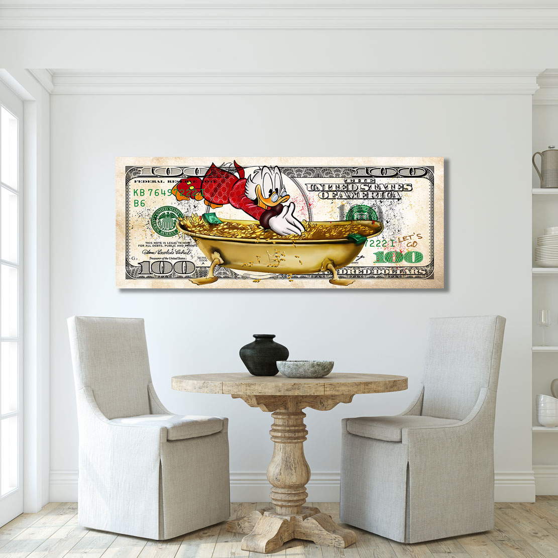 Leinwandbild Dagobert Dollar Money Pool Modern Pop Art
