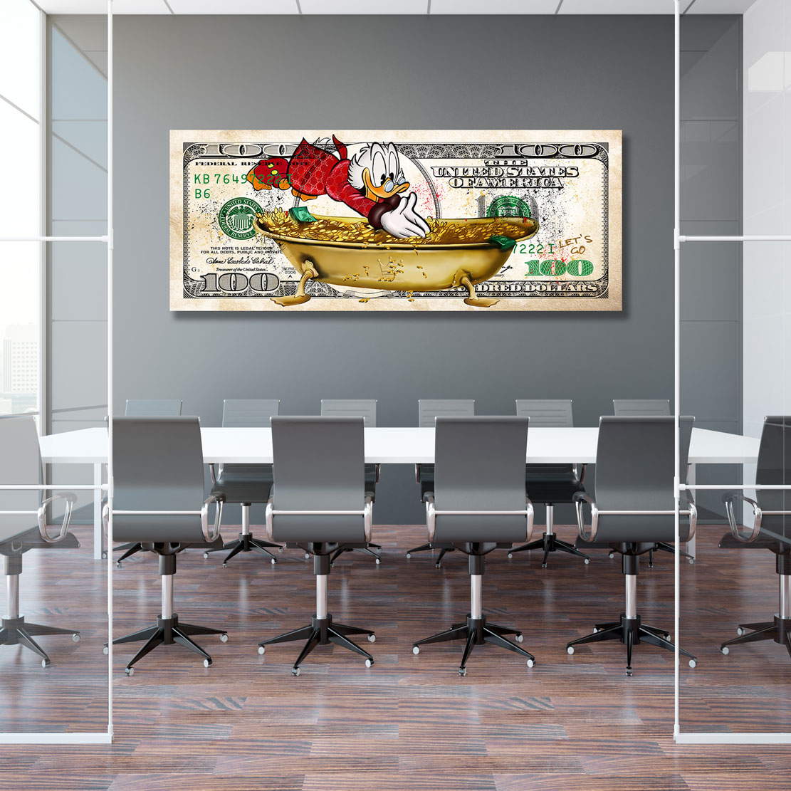 Leinwandbild Dagobert Dollar Money Pool Modern Pop Art