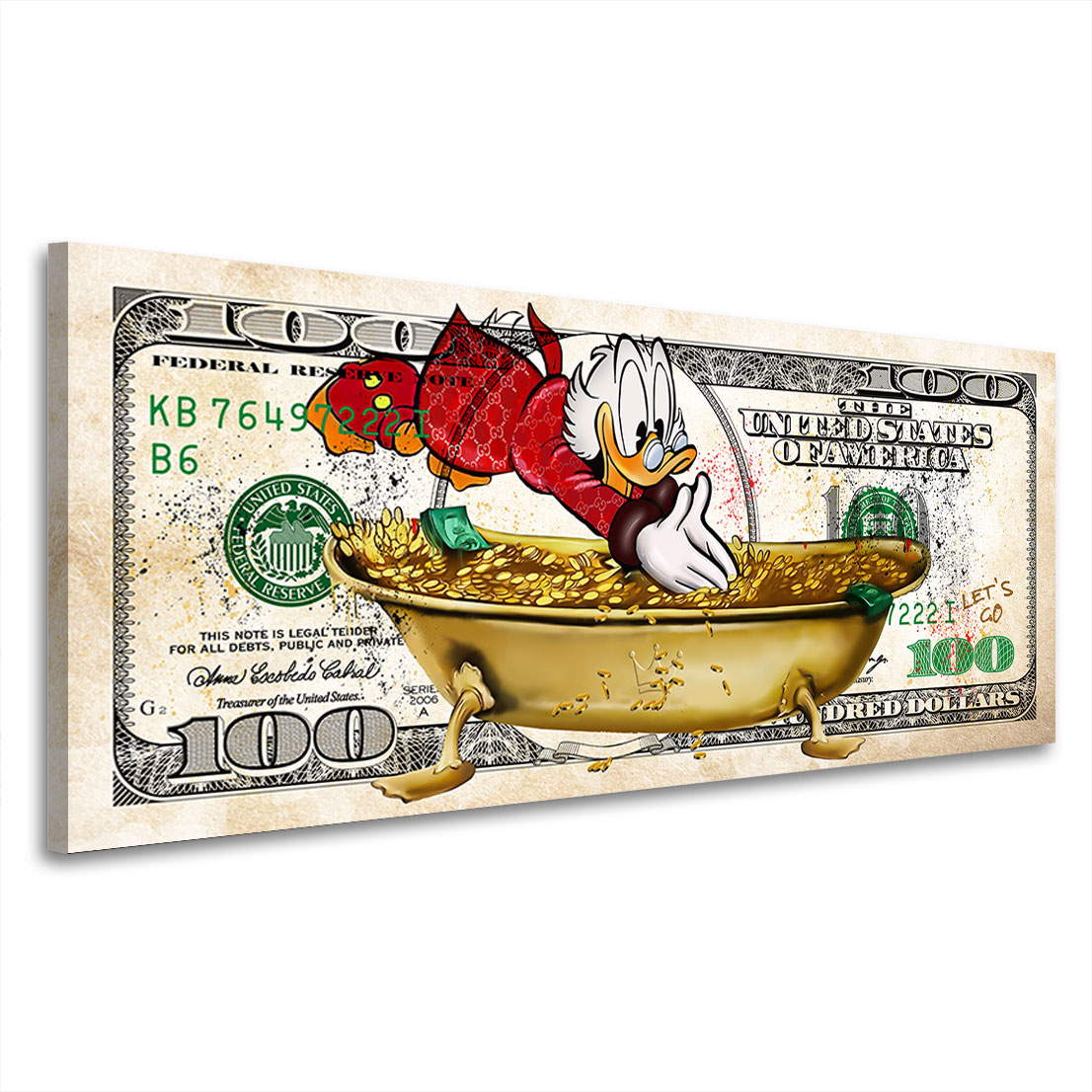 Leinwandbild Dagobert Dollar Money Pool Modern Pop Art