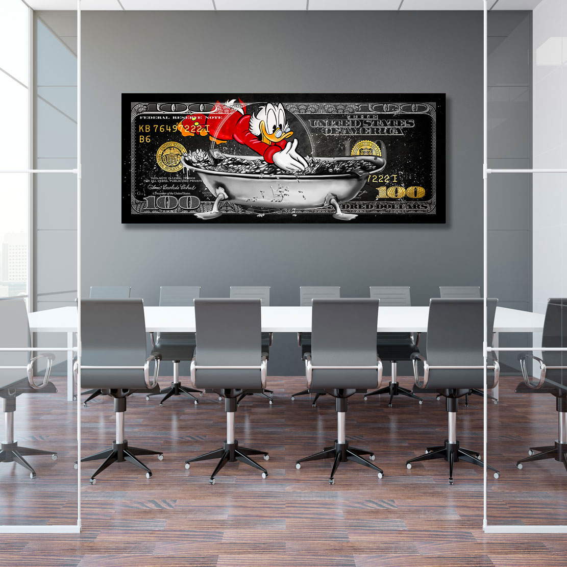 Leinwandbild Dagobert Dollar Money Pool Silver Style