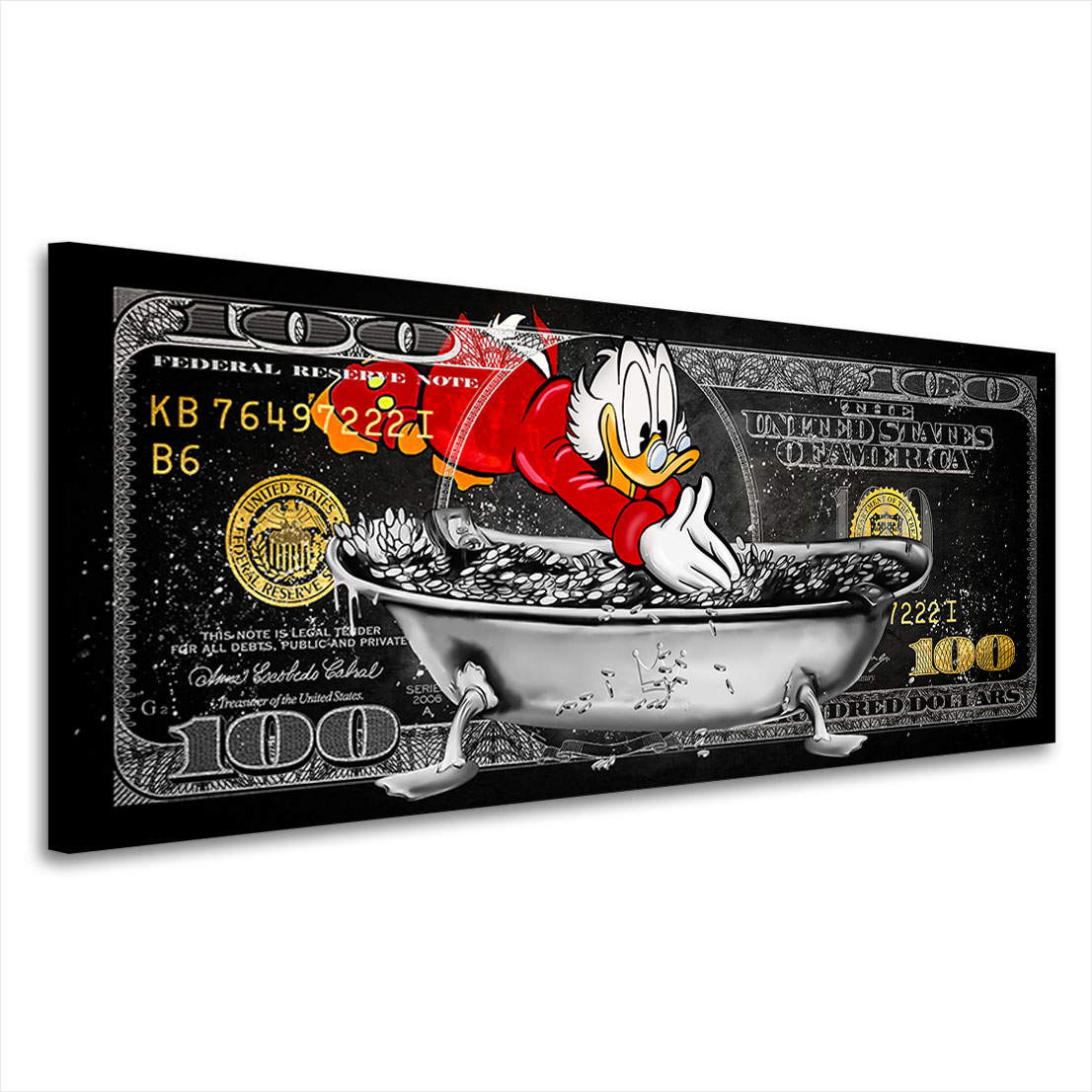 Leinwandbild Dagobert Dollar Money Pool Silver Style
