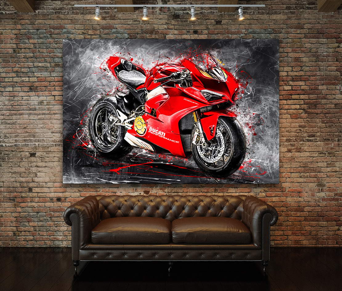 Wandbild Leinwandbild Ducati Panigale V4 Abstrakt Motorradbild