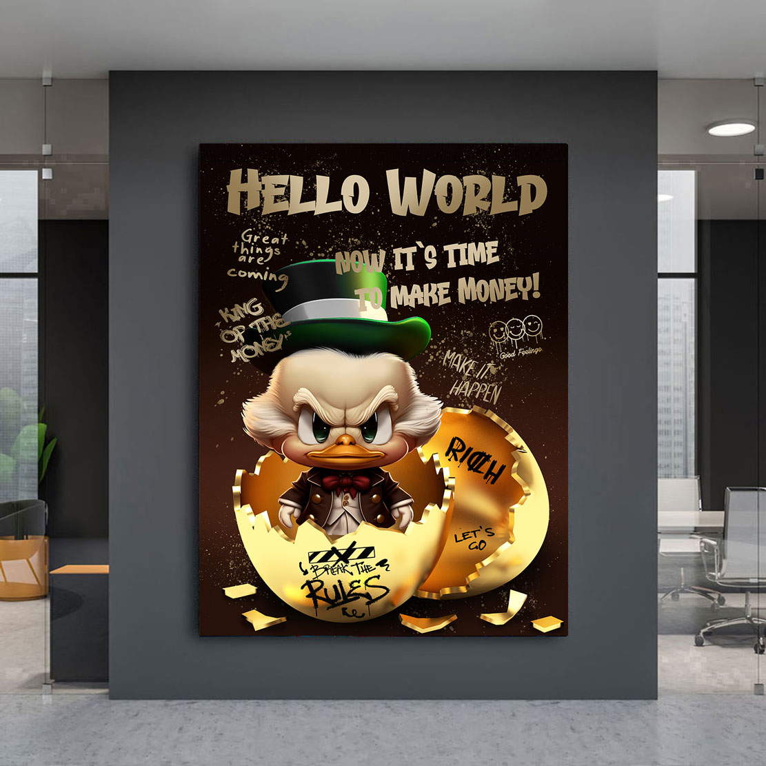 Motivations Leinwandbild Baby Duck Hello World