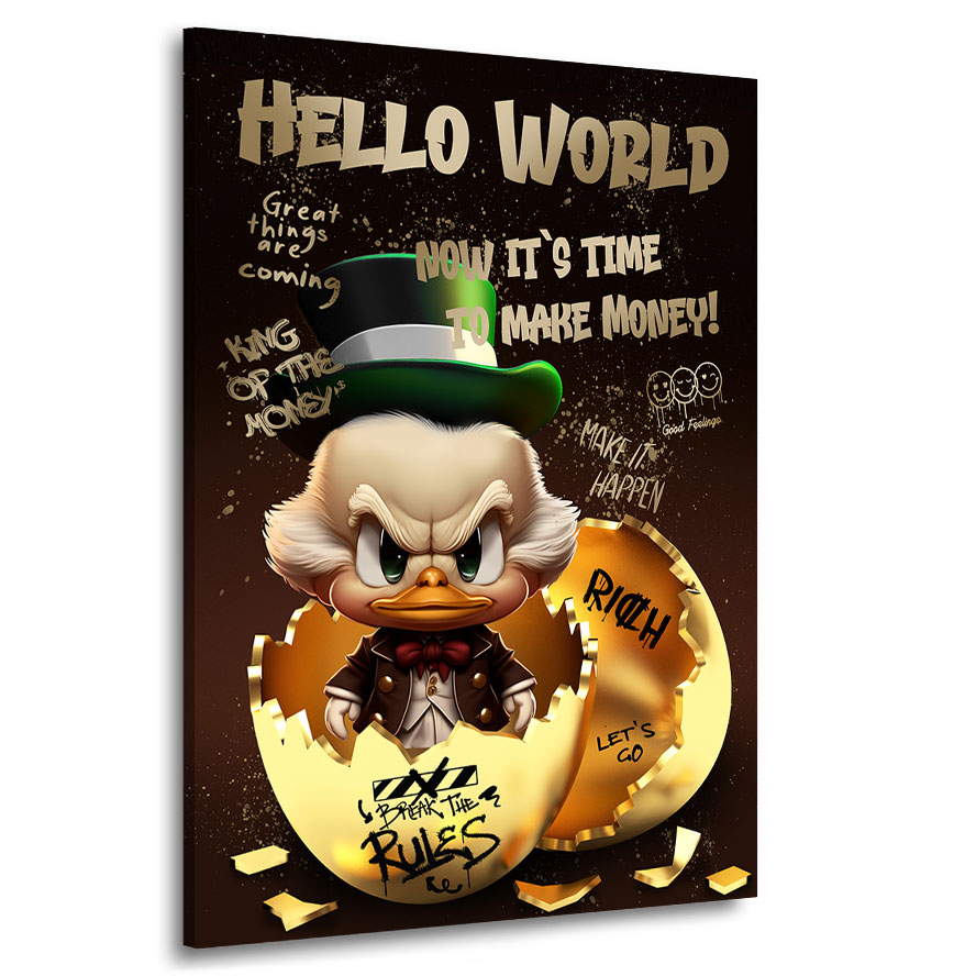 Motivations Leinwandbild Baby Duck Hello World
