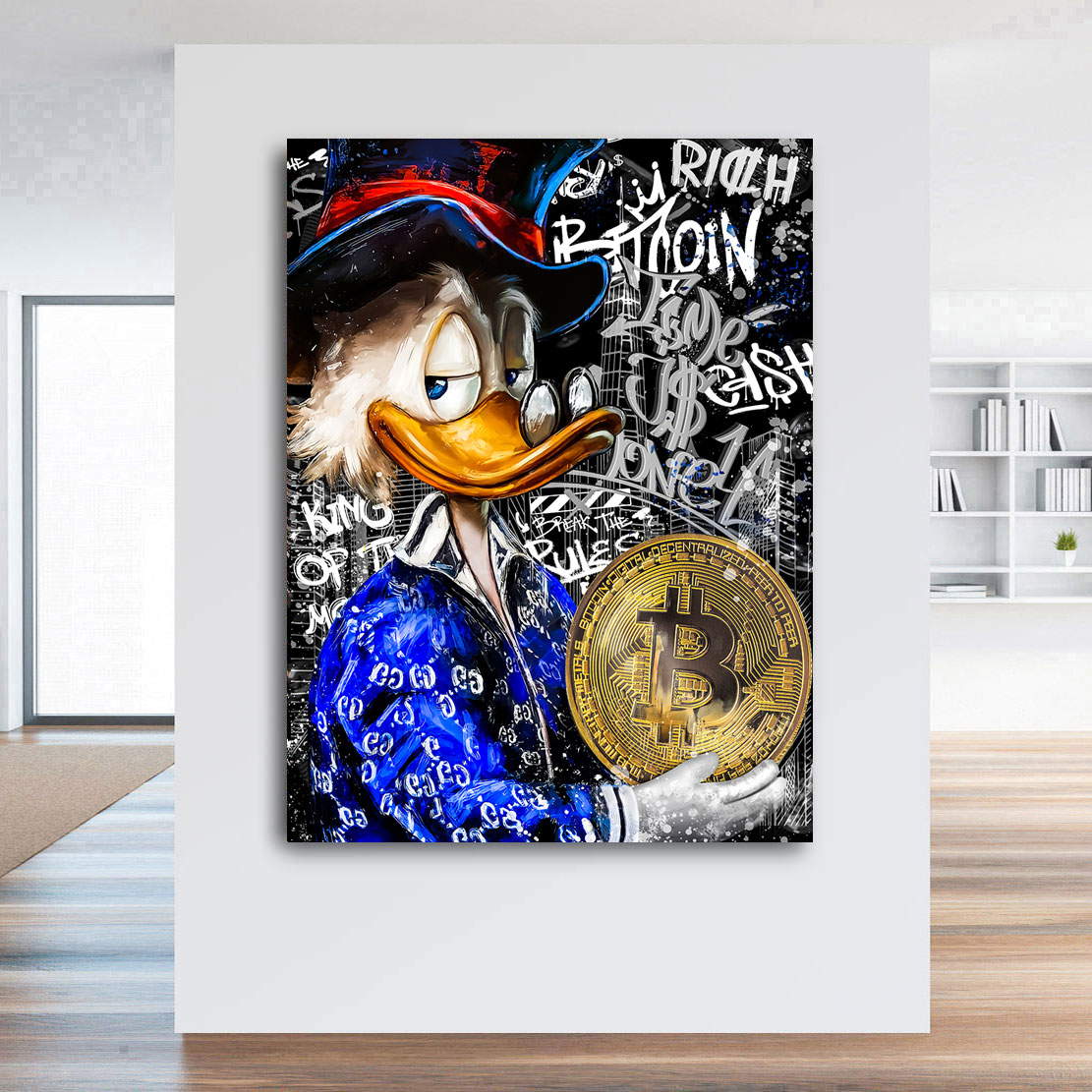 Leinwandbild Dagobert Bitcoin Graffiti Style