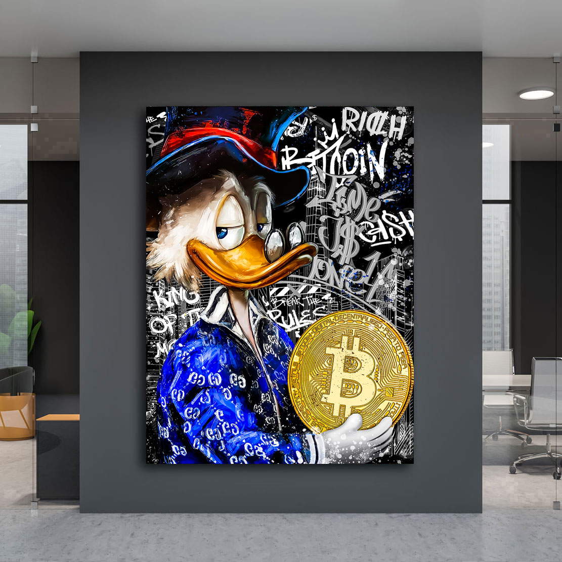 Leinwandbild Dagobert Bitcoin Graffiti Style