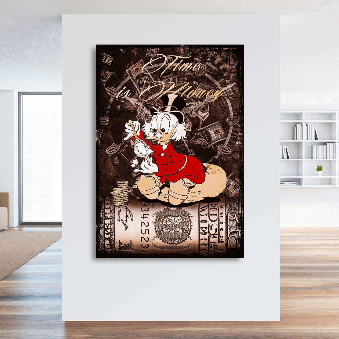 Leinwandbild Dagobert Time is Money Vintage Style